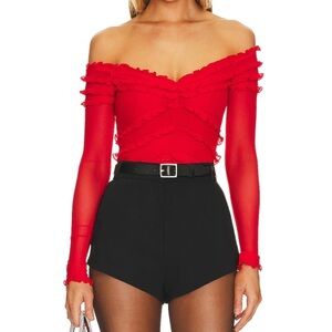 MAJORELLE Elise Bodysuit in Cherry Red